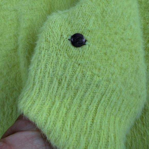 Calia by Carrie Underwood Sweater Fuzzy Eyelash Crewneck Neon Yellow Women's M - Picture 3 of 8